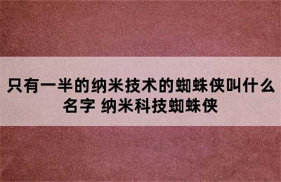 只有一半的纳米技术的蜘蛛侠叫什么名字 纳米科技蜘蛛侠